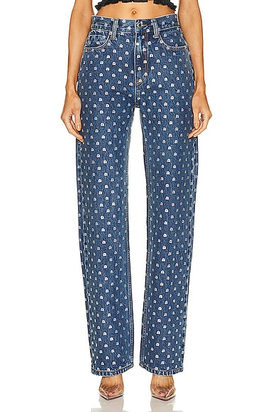 Crystal A Mid Rise Relaxed Straight Pant