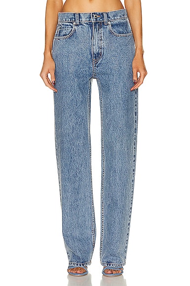 Alexander Wang Washed Straight Leg Jeans In Blue