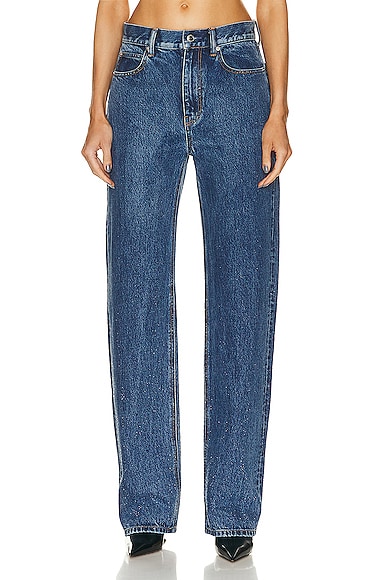 Alexander Wang Mid Rise EZ Relaxed Straight in Deep Blue