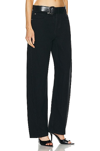 Shop Alexander Wang Leather Belted Balloon Jean In Washed Black