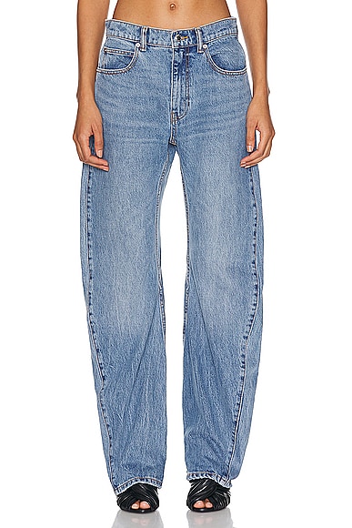 Shop Alexander Wang Slouchy Twisted Mid Rise In Vintage Light Indigo