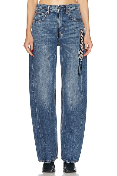 Balloon Embroidered Logo Wide Leg Jeans