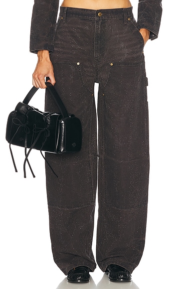 Alexander Wang Hotfix Crystal Carpenter Wide Leg Jeans in Saloon Bar