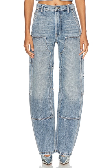 Alexander Wang High Waisted Wide Leg in Classic Worn Indigo