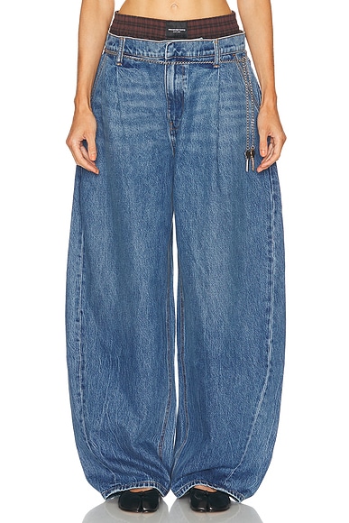 Alexander Wang Prestyled Pleated Wide Leg in Deep Blue
