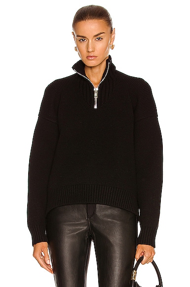 Alexander Wang Half Zip Turtleneck Sweater in Black