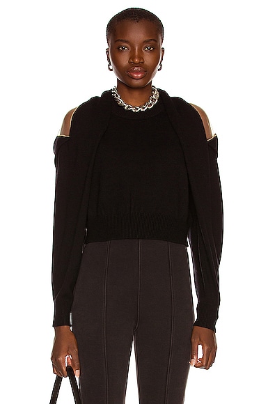 Alexander Wang Over the Shoulder Illusion Tulle Sweater in Black