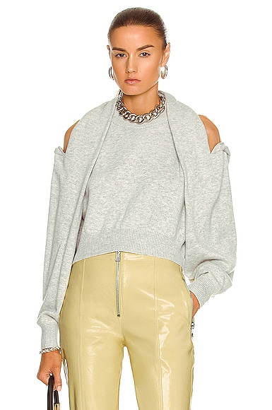 Alexander Wang Over the Shoulder Illusion Tulle Sweater in Grey