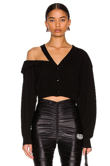 Alexanderwang カーディガン M Champagne Crystal Hotfix Sheer Cardigan in CHAMPAGNE | alexanderwang®