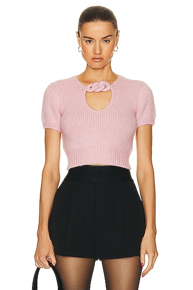 Chain Short Sleeve Sweater in Pink