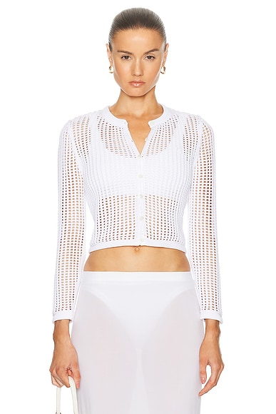 Alexander Wang Open-knit Cropped Cardigan In White