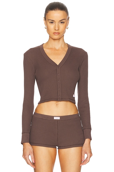 Long Sleeve Waffle Cardigan
