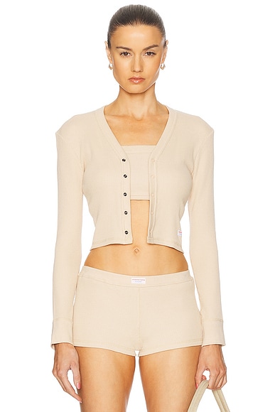 Long Sleeve Waffle Cardigan