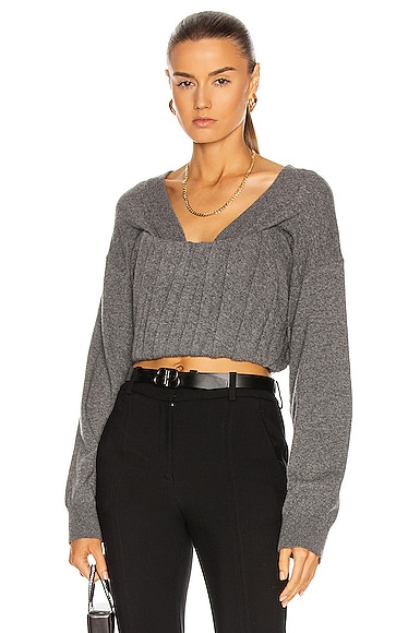 Zipped Corset V Neck Sweater