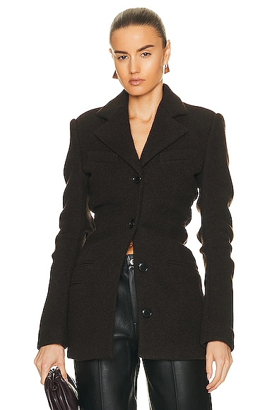 Alexander Wang Stacked Fitted Jacket in Chocolate