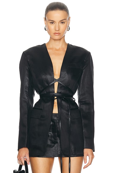 Alexander Wang Leather Tie Waist Jacket in Black1