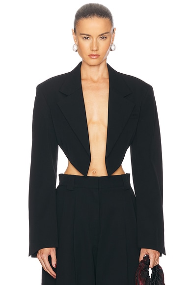 ジャケット Alexander Wang CROPPED BLAZER WITH CHAIN (1WC3252680 001) Black cropped blazer Alexander wang - women - ALEXANDER WANG