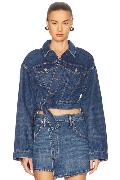 Alexander Wang Wrapped Trucker Jacket in Deep Blue