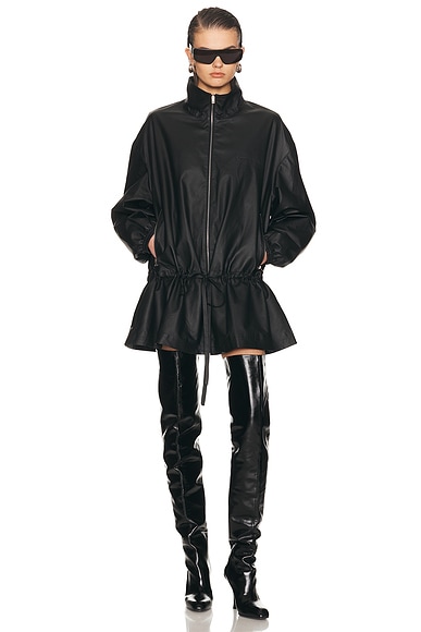 Drop Waist Leather Parka