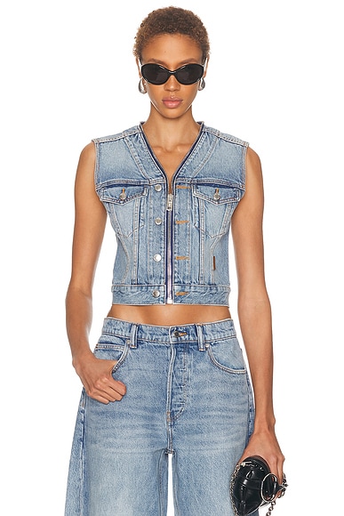 Dipped V Neck Trucker Vest