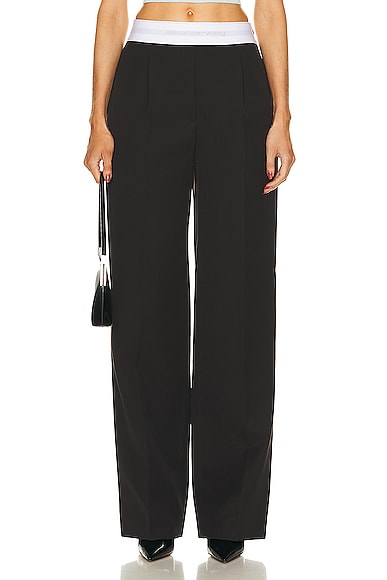 Alexander Wang High Waisted Pleated Trouser in Fig Brown