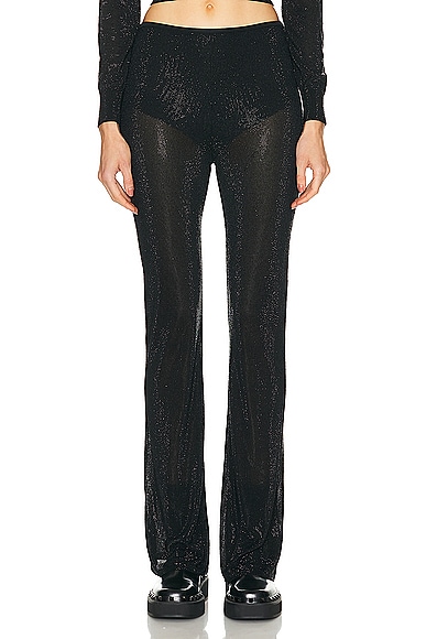 Alexander Wang Sheer Boot Leg Pant With Clear Bead Hotfix in Black
