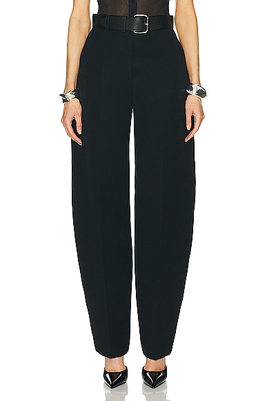 Hi-waisted Trouser With Leather Belted Waistband