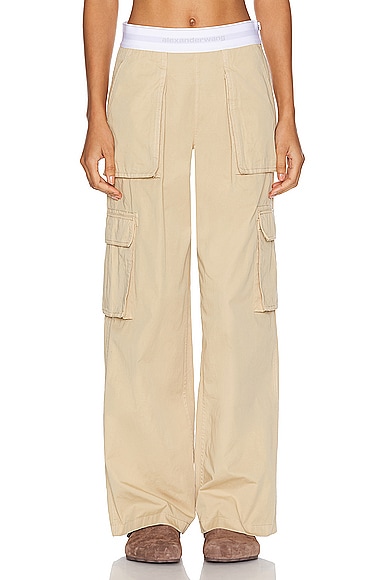 Shop Alexander Wang Mid Rise Cargo Rave Pant In Feather