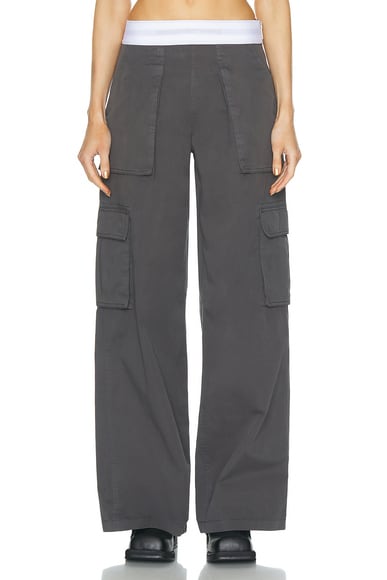Alexander Wang Mid Rise Cargo Rave Pant in Off Black