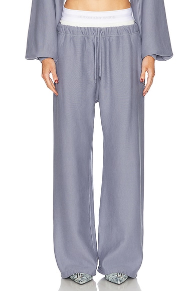 Alexander Wang Wide Leg Sweatpant in Washed Vintage Blue