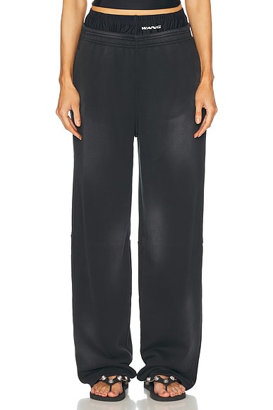 Logo Waist Sweatpant in Washed Black