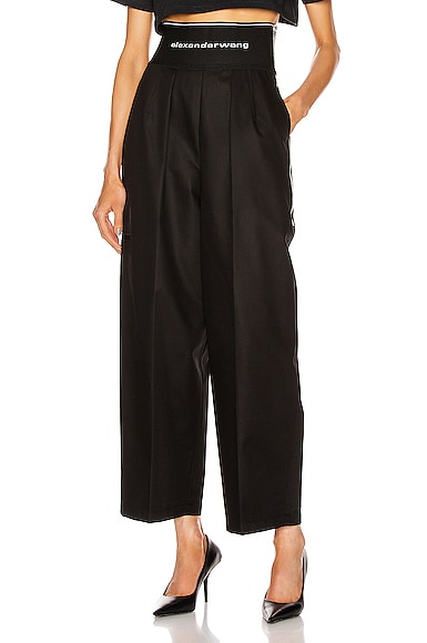 Alexander Wang Logo Elastic High Waisted Trouser in Black | FWRD