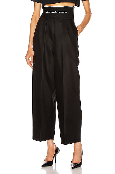 High-waisted trousers with logoed elastic waistband - Col. Grey