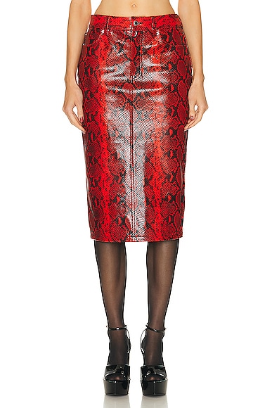 Alexander Wang Leather Pencil Skirt in Red