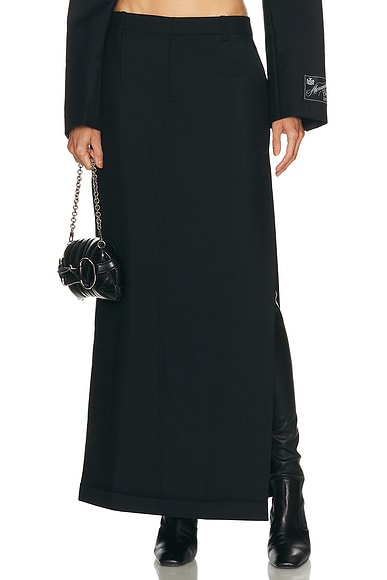 Mid Rise Tailored Maxi Skirt