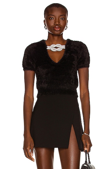 【関税込み】alexander wang KNOT SUIT Alexander Wang Crystal Knot V Neck Top in Black | FWRD