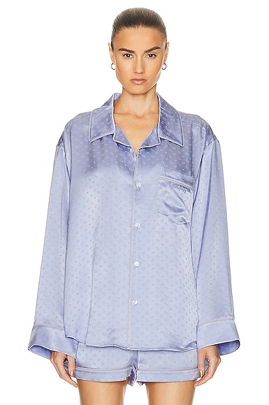 Shop Alexander Wang Pajama Long Sleeve Shirt In Blue Bells