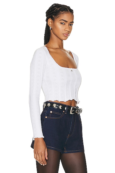 Shop Alexander Wang Cropped Long Sleeve Top In Soft White