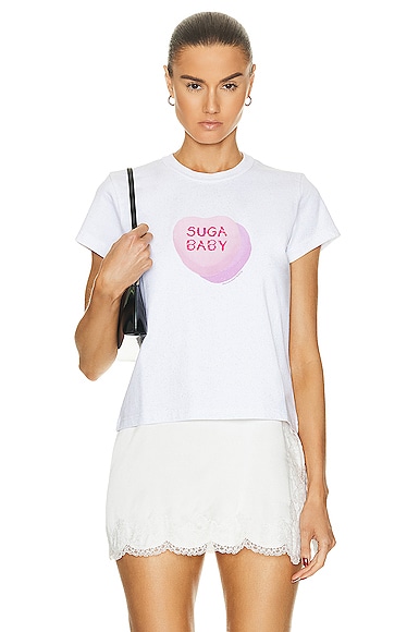 Alexander Wang ☆ホワイト Sugar Baby リンガーTシャツ White 'Suga Baby' T-Shirt by Alexander Wang on Sale