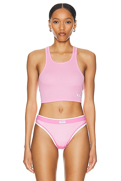 Cropped Racer Tank Top in Pink