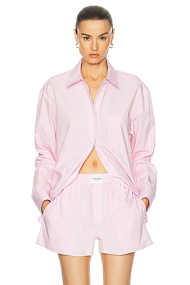 Alexander Wang Boyfriend Button Up Top In Light Pink