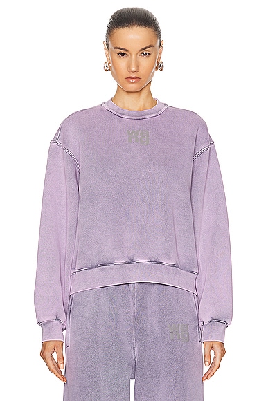 Alexander Wang Essential Terry Crew Sweatshirt in Acid Pink Lavender