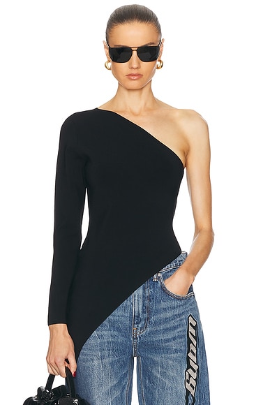 Alexander Wang Asymmetric One Shoulder Top in Black