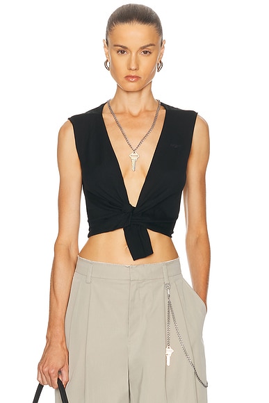 Alexander Wang Sleeveless Deep V-neck Top in Black