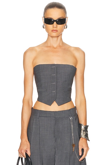 Alexander Wang Bustier Vest in Dark Grey Melange