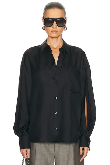 Slashed Sleeve Button Up Shirt