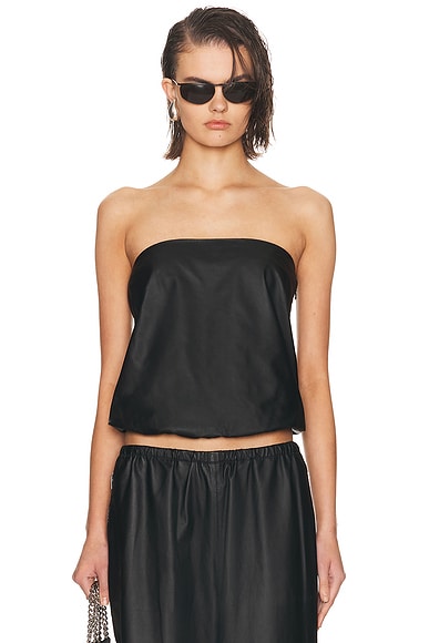 Strapless Leather Bubble Top