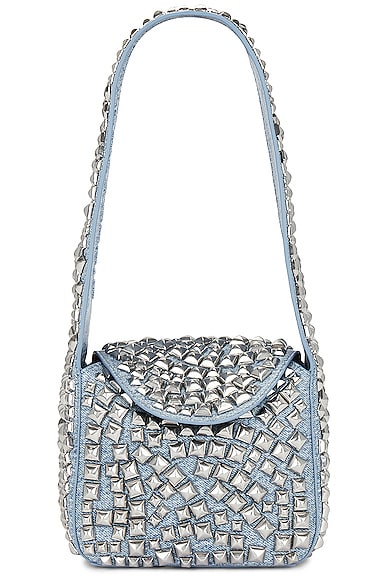 Spiked Small Hobo Bag in Blue