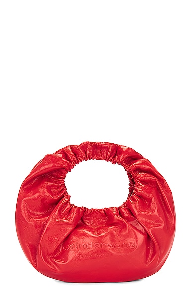 Wide Crescent Small Top Handle Bag in Red