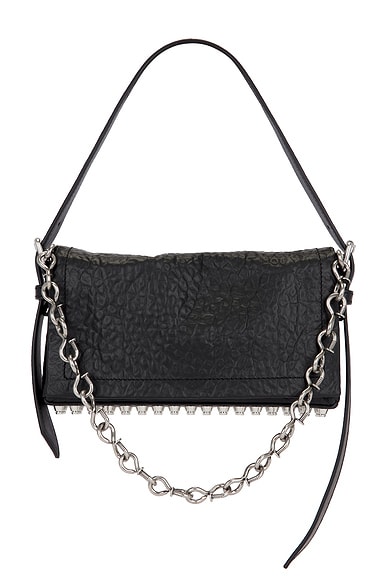 Alexander Wang Ricco Crushed Slim Flap Bag in Black
